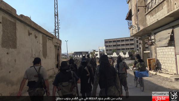 Wilayat Damascus releases pictures allegedly depicting ISIS fighters in a neighborhood south of the Syria|n capital  