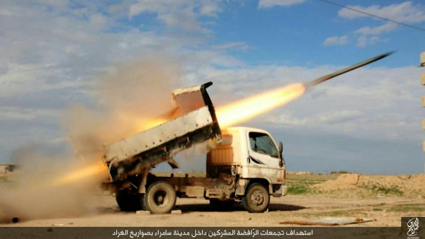 #Iraq Daesh targeting Iraqi forces with 122mm artillery and 122mm GRAD rocket's near Samarra