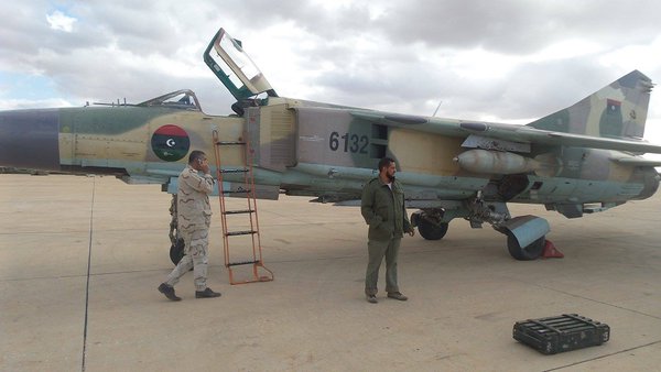 MiG-23ML (serial 6132) from #Libya|n Air Force shot down over #Derna 