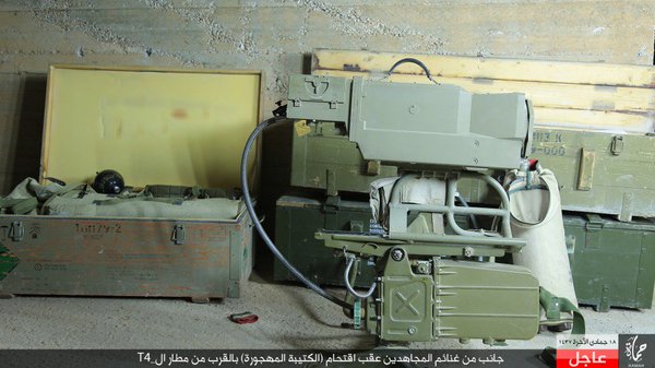 Syria Daesh published pics of weapons captured near T4, a 9P135 launcher and 9M113 Konkurs ATGM along with 14,5mm machine guns, RPG's and plenty of ammo