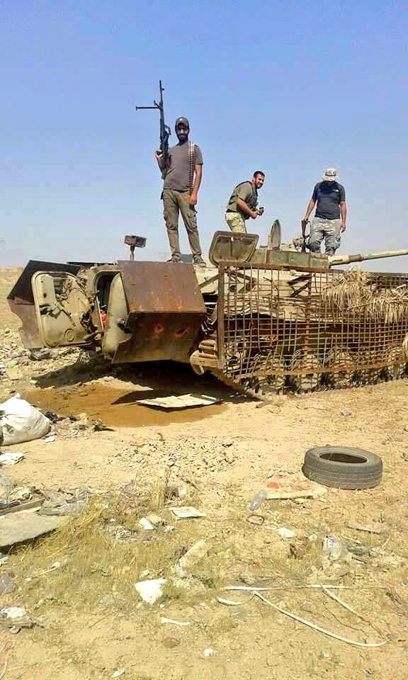 Da'ish BMP-1 with improvised armour captured by Iraq's forces near Fallujah.  