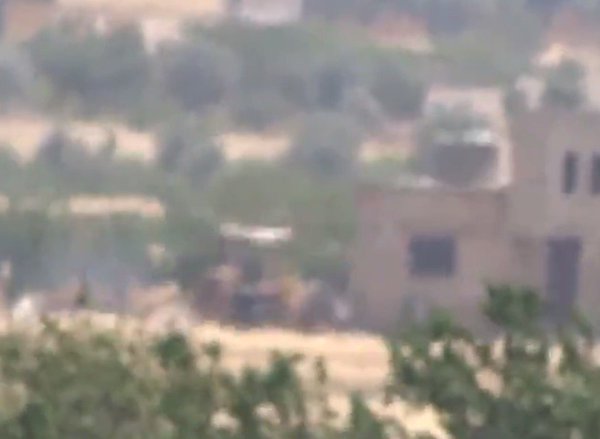 Rebels received new 9M113 to attack ISIS. Shot at bulldozer in  Kafr Kalbin