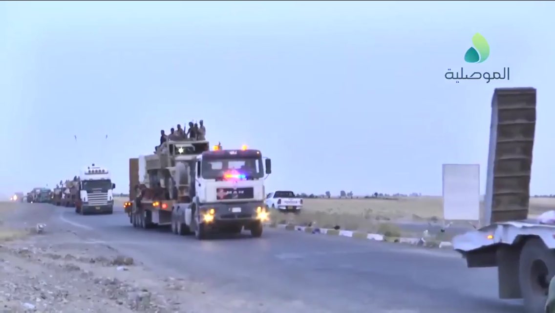 Iraqi Army convoy of the 37th Brig. of the 9th Div. arrives at Makhmour Military Base as part of Mosul offensive  