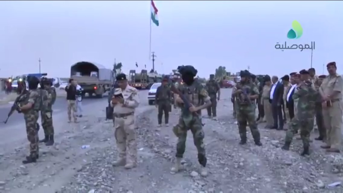 Iraqi Army convoy of the 37th Brig. of the 9th Div. arrives at Makhmour Military Base as part of Mosul offensive  