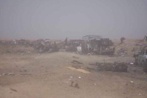 This seems to be the aftermath of US airstrikes vs IS convoy near Habbaniyah, north of Fallujah 