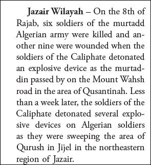 Wilayat Jazair (Algeria) make rare appearance in ISIS new Dabiq, reference to April 15 Mount Ouahch attack  