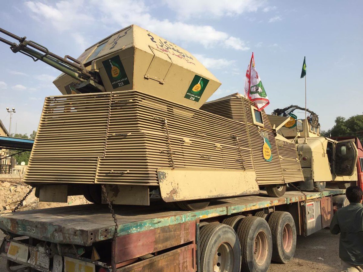 Hashd Armoured vehicles & heavy weapons delivered near Mosul, awaiting the green light to storm Daesh stronghy