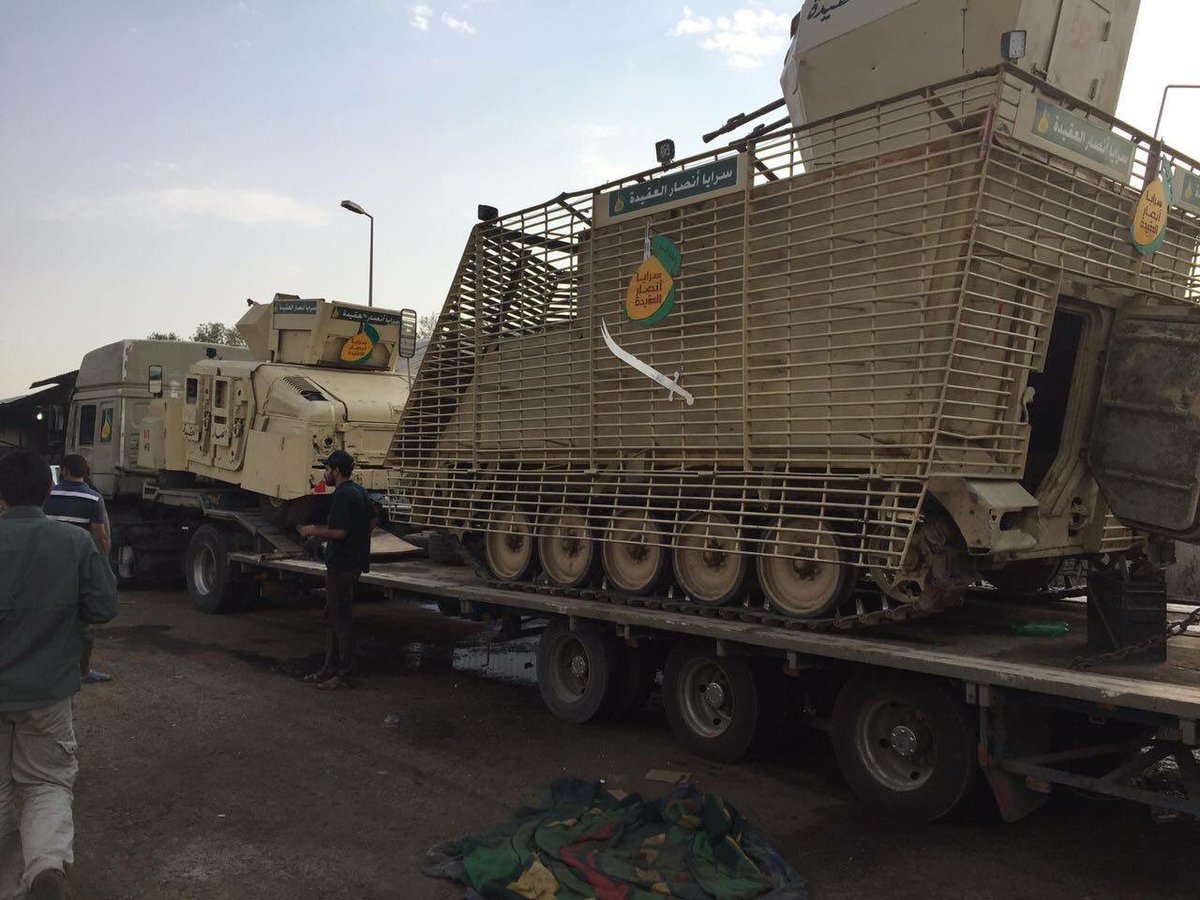 Hashd Armoured vehicles & heavy weapons delivered near Mosul, awaiting the green light to storm Daesh stronghy