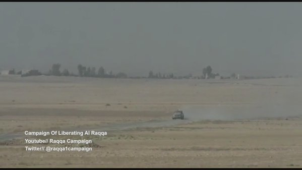Footage: The moment the YPG missed an Islamic State VBIED heading for a YPG position with a wire-guided ATGM and French special ops use what was likely a Javelin to destroy the VBIED before it could reach its target, Raqqa.