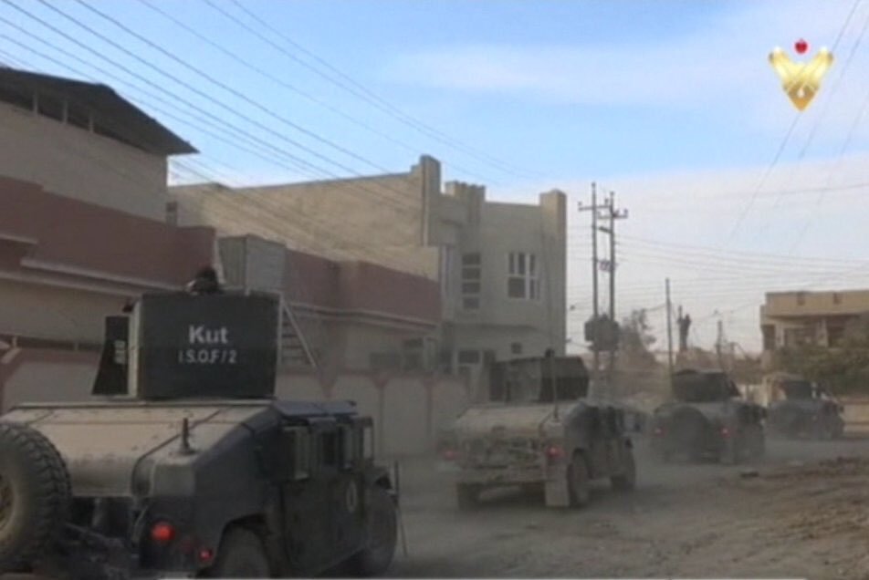 Iraqi army enter Telkaif town in northern Mosul Iraq  