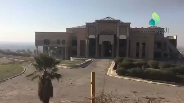 Saddam's presidential palaces in Mosul have been retaken by Iraq's forces. Footage from inside