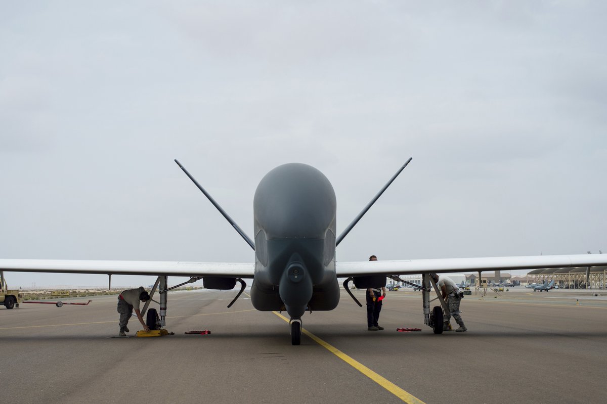 Deployed RQ-4 Global Hawk UAVs takes flight against ISIS (Al Dhafra Air Base)