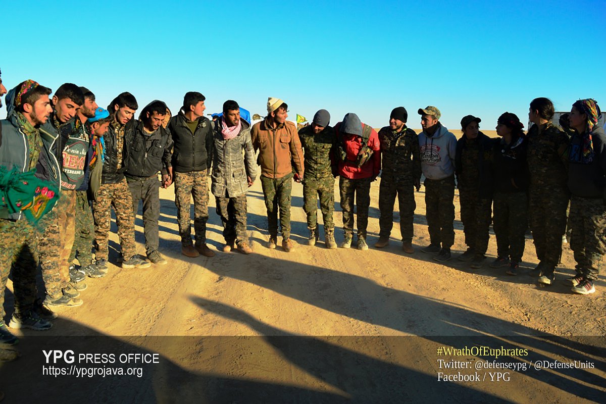 Image from SDF fronts from Bir Heba and Mekmen meeting and dancing. ISIS now encircled in a pocket of approximately a dozen villages.  