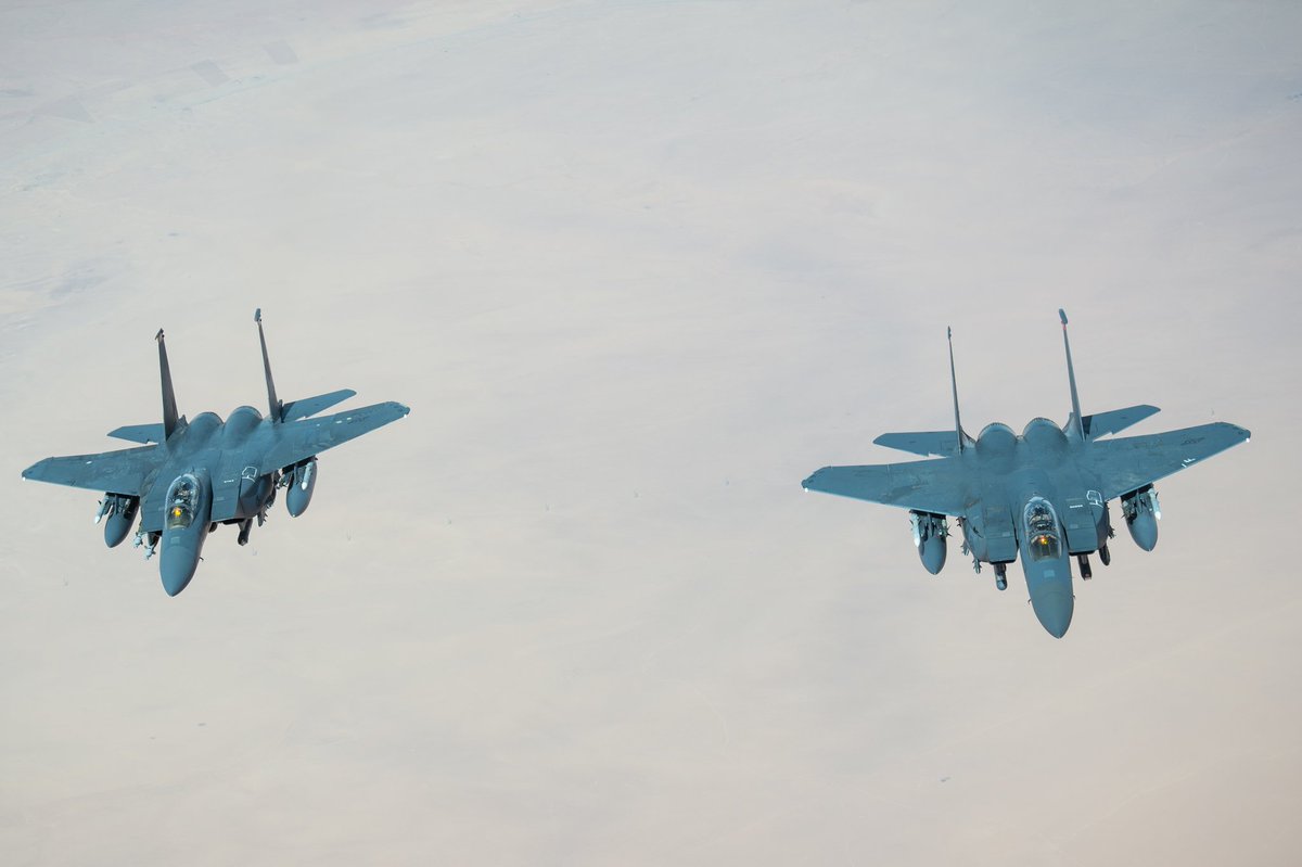 US boosts Air Force presence over Iraq. 2x F-15, 2x AV-8B Harrier, and one B-52 were flying there today