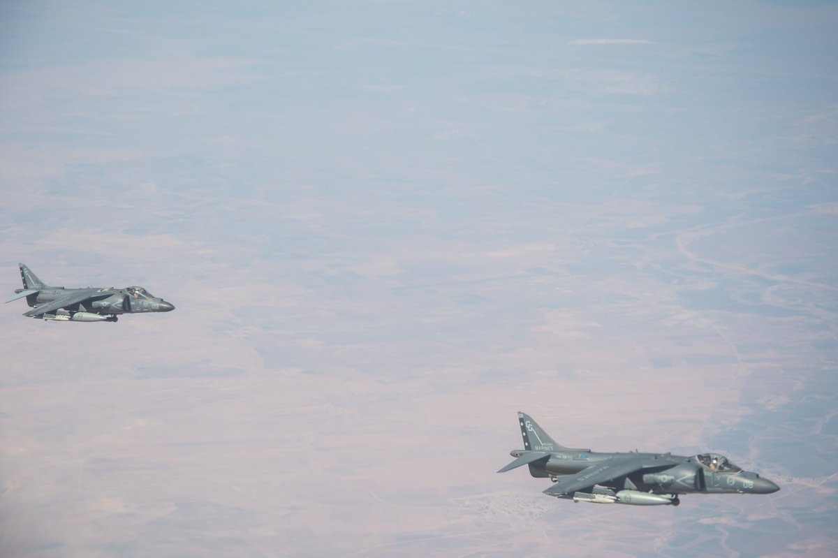 US boosts Air Force presence over Iraq. 2x F-15, 2x AV-8B Harrier, and one B-52 were flying there today