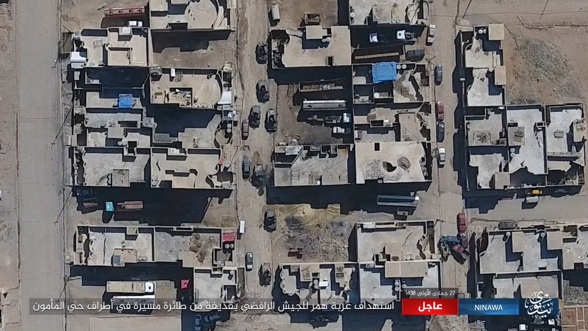 Multiple ISIS drone strikes on ISF in and around al-Mamun district of Mosul city Iraq  