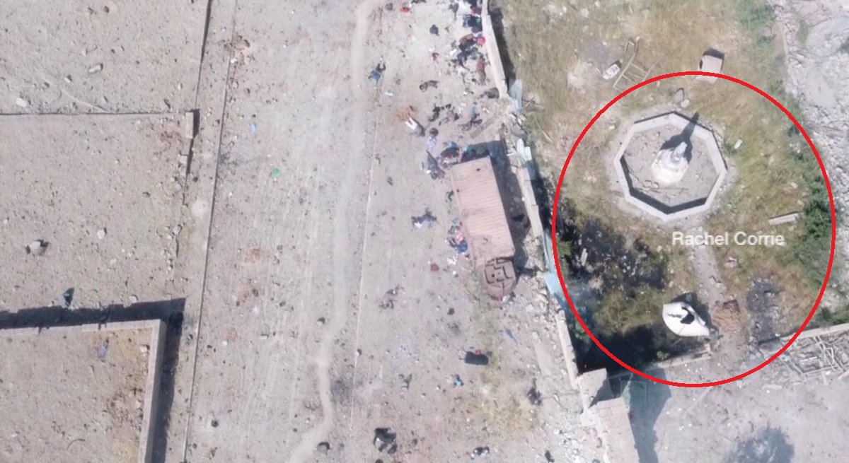 Geolocated drone footage, showing casualties, allegedly by artillery/air strikes on Mosul's Zanjili area  