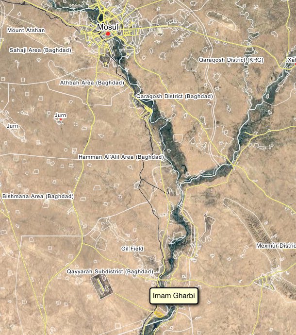 Militantes de EIIL se apoderaron de la aldea Imam Gharbi cerca de la base aérea occidental de Qayyarah, mientras pierden el control de la ciudad de Mosul, Iraq