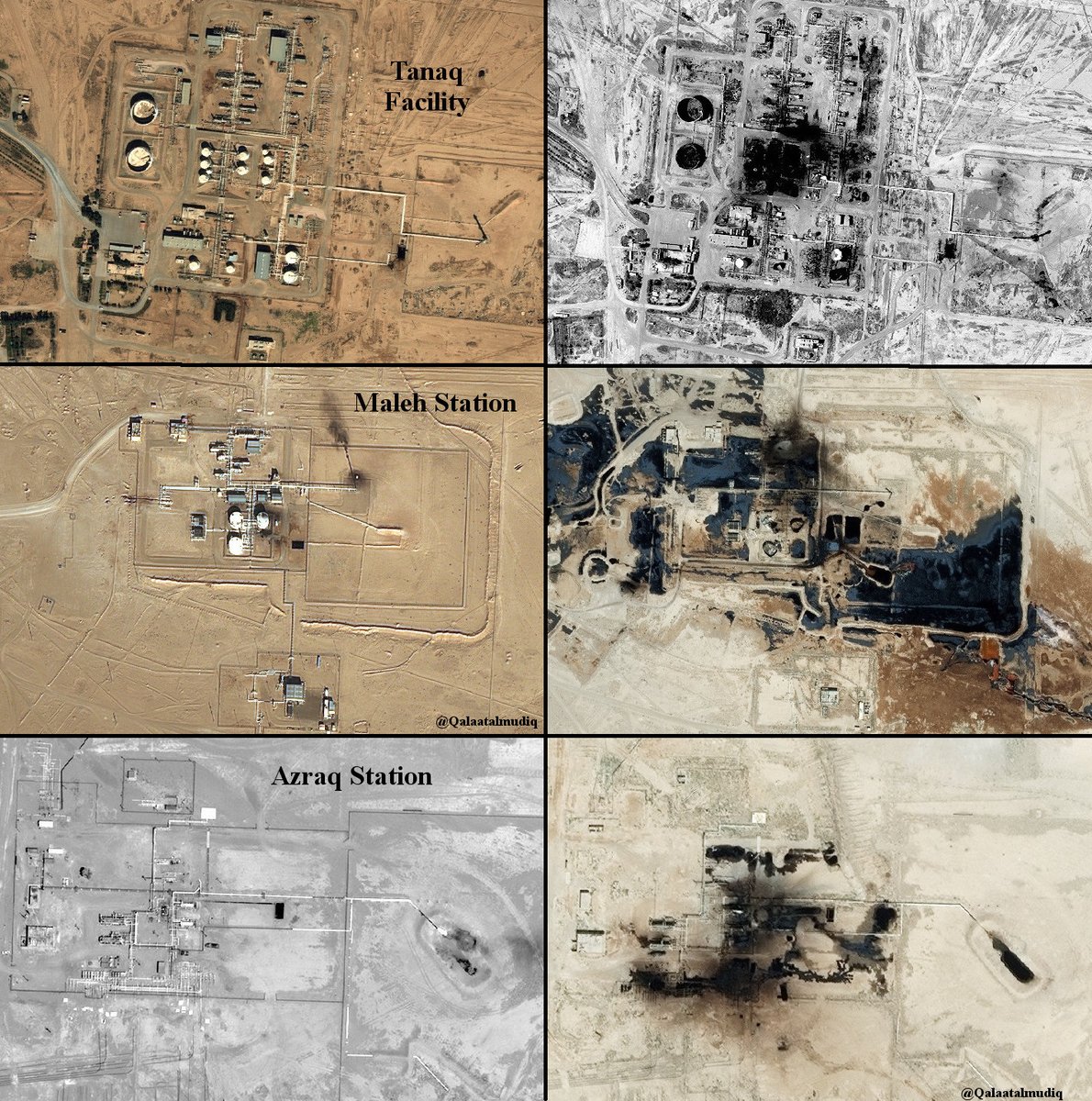 East Syria: infrastructures of Omar Oil Fields (SE. of Deir Ezzor) largely wrecked.  