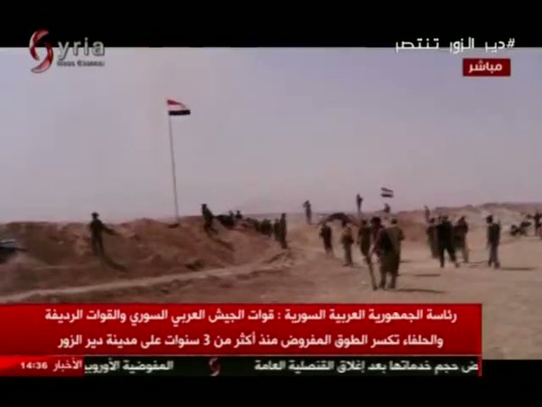 Video - Moment the Syrian Army Tiger Forces met with the Syrian Army defenders in Brigade 137 base after breaking Daesh (ISIS) siege   