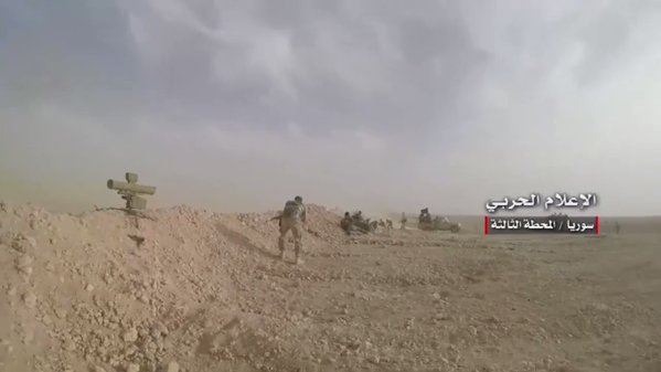 E. Syria: video confirms ISIS seized (at least parts of) T-3, ~38 km E. of Palmyra and later pro-Assad took it back.    