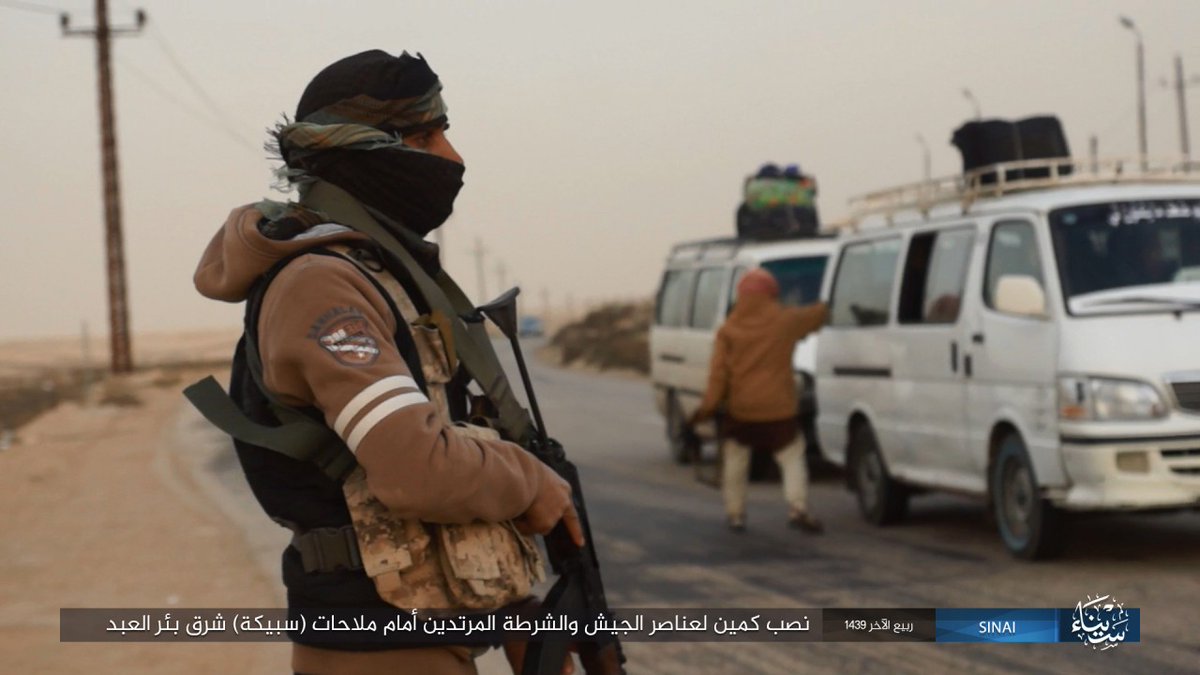 ISIS Wilayat Sinai release astonishing picture set of Bir al-Abd attack ( where they are seen operating a checkpoint openly, in broad daylight for a prolonged time, stopping vehicles, searching them and checking credentials without interference   