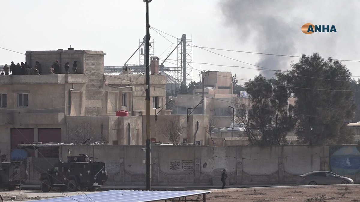 ANHA footage from al-Giweiran where heavy clashes are taking place between SDF forces and ISIS militants for the second day, Hasakah